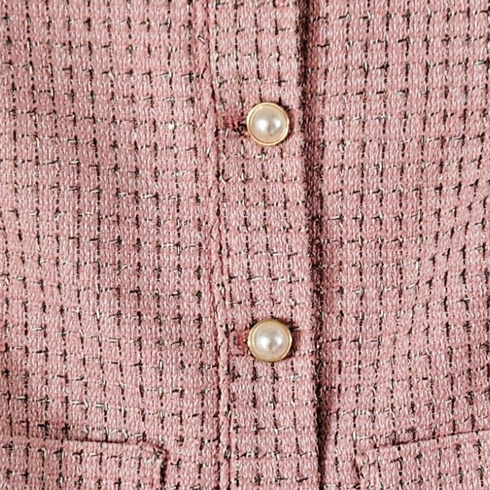NWT Liz Claiborne Pink Tweed Blazer with Pearl Buttons. Fully Lined. Size 4 - Picture 3 of 5